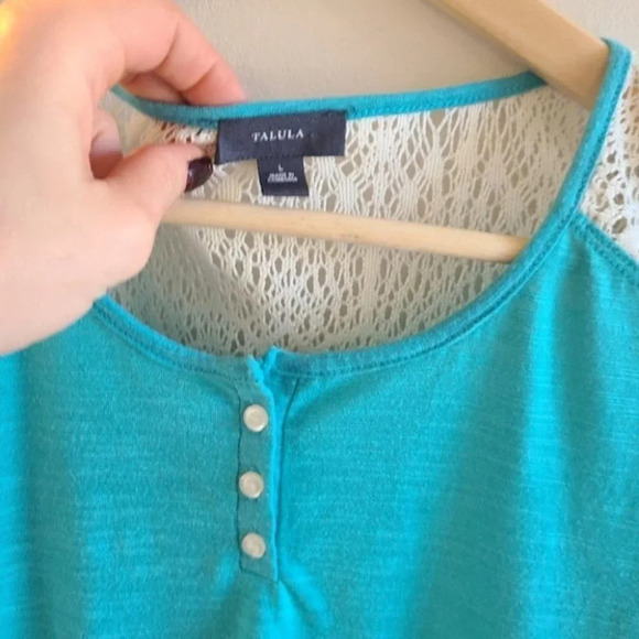 Talula/Aritzia blue lace T-shirt - Picture 3 of 5